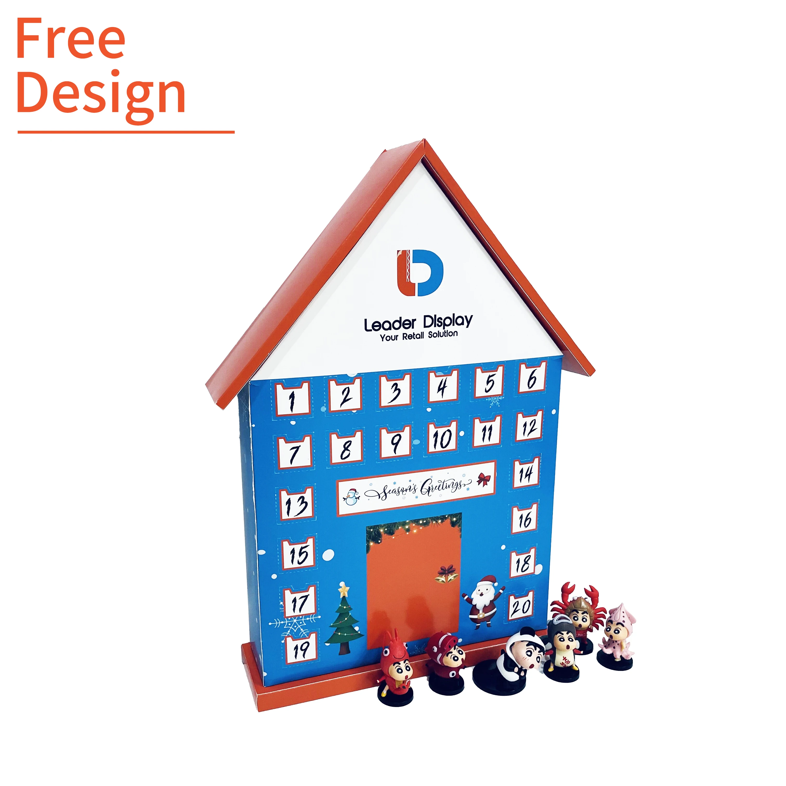 Customization.Christmas Advent Calendar Box for Chocolate New Design Paper House Calendar Advent Box