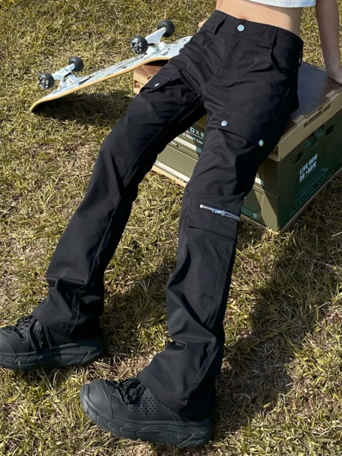 

Брюки Off American Sle Bla прямого кроя в рабочем стиле, уличные ретро-брюки Utili для женщин, повседневные, удобные, эластичные, модные