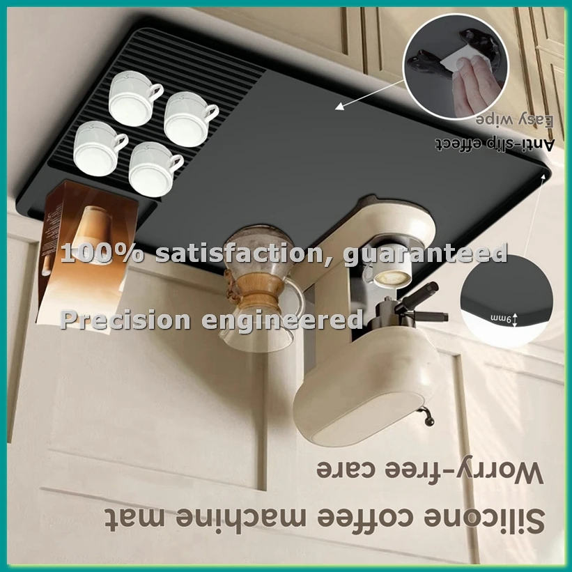 Silicone Coffee Mat 24x16In Coffee Bar Mat with Detachable Dish Drying Mat for Kitchen Countertops Coffee Accessories A-A46I