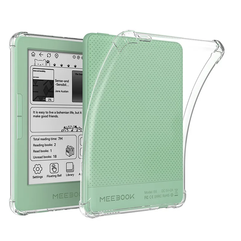 Clear Shockproof TPU Case For MeeBook E6 6 inch E‑Reader Four Corners Airbag Anti‑Drop Protective Cover