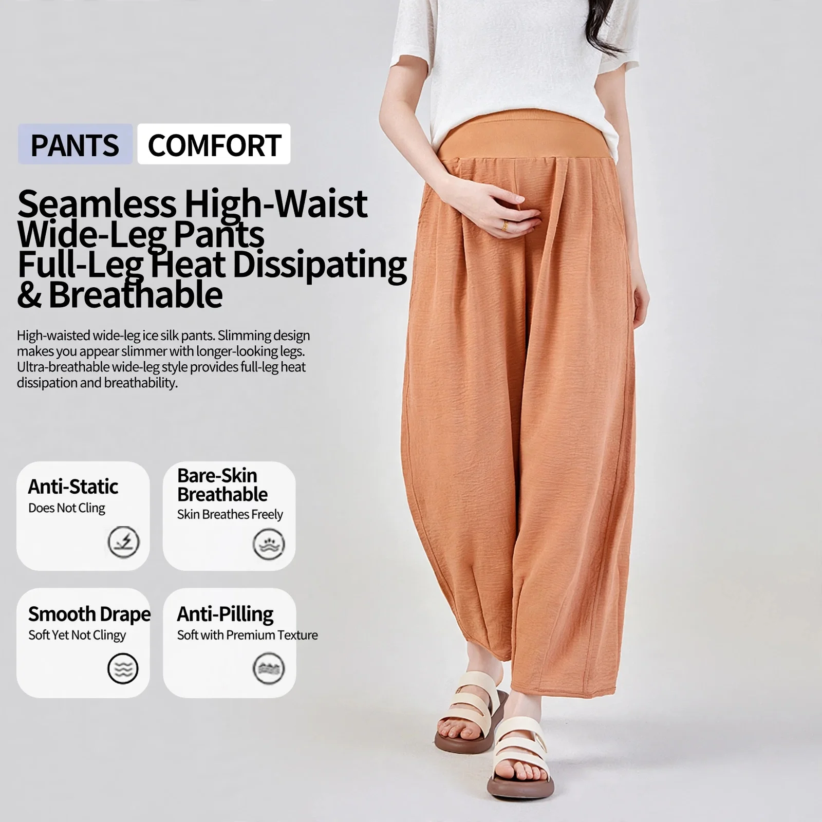 Maternity Pants Summer Thin Harlan Trousers Plus Size Loose Breathable Blended Casual Comfortable Outer Wear