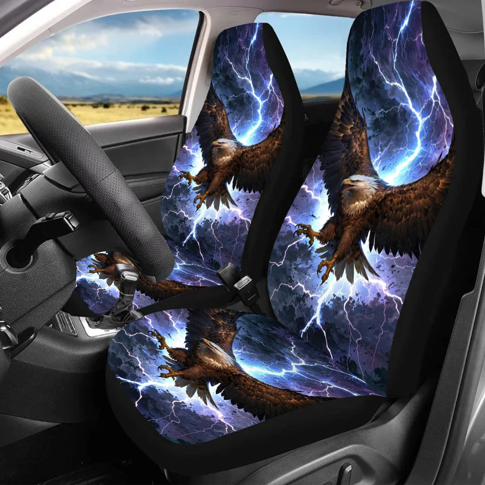2 housses de siège de voiture imprimées Storm Eagle Majesty pour hommes et femmes, protections de sièges avant adaptées aux voitures, SUV, berlines et camions.