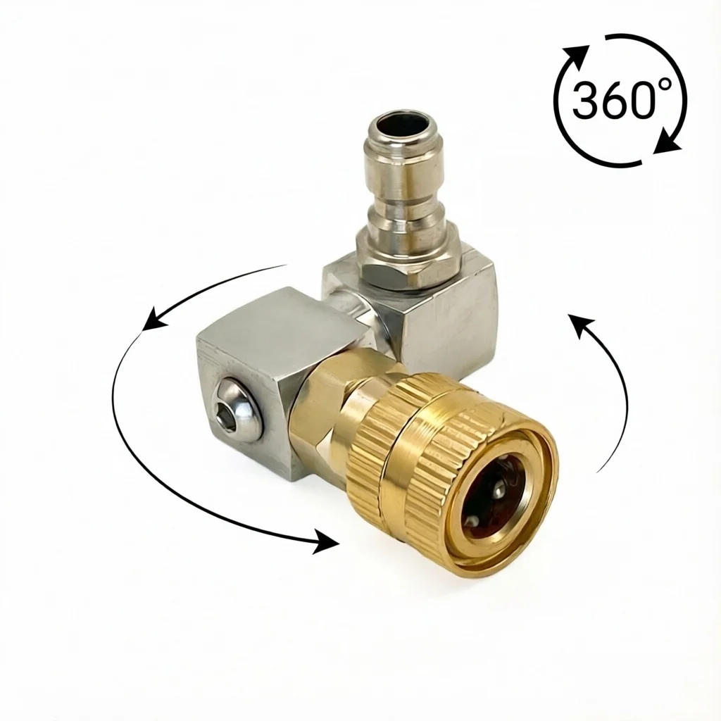 Angle Adjustable Car Wash Gun Coupler 360° Rotating Nozzle Adaptor With 1/4