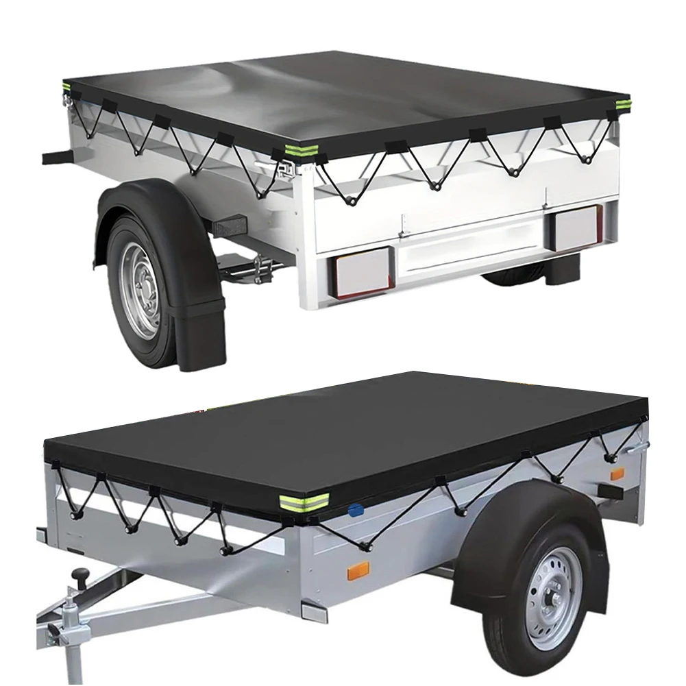 214x122cm Auto Roof Tent Waterproof Heavy Duty Trailer Cover Trailer Cover with Bungee Cord All-Weather Protection Cargo Cover