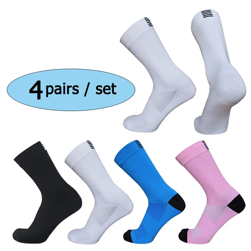 4 pairs of breathable mesh men and women striped RA cycling socks suitable for racing sports cycling highwayscycling