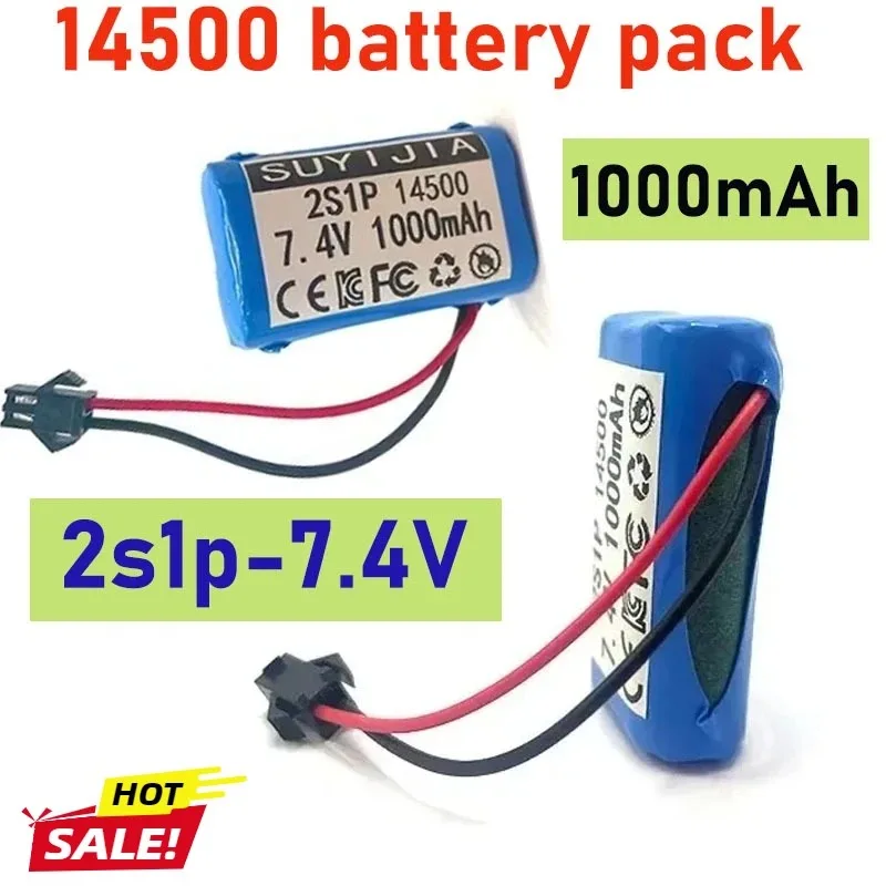 

14500 2s Battery 7.4v 1000mAh Li-ion Battery for Electric Toys Water Bullet Gun Toys Accessory 7.4V Battery for Vehicles RC Toy