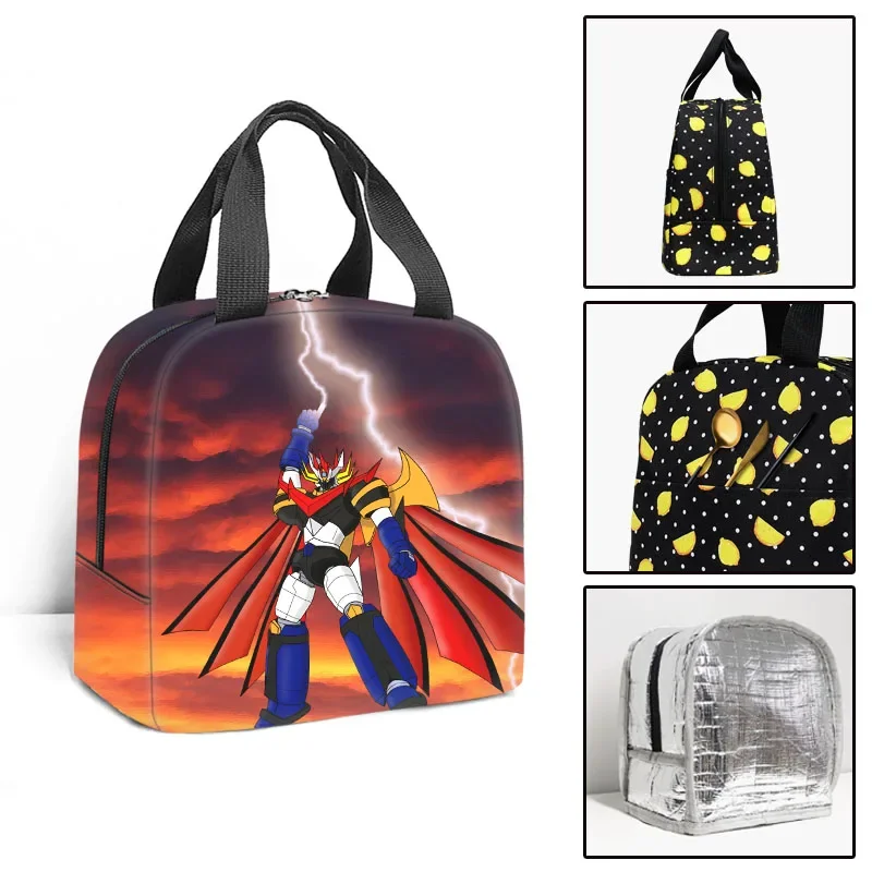 Fashion Youthful Anime Mazinger Z 3D Print Insulated Portable Handbags Ice Bags Lunchbox Thermal insulation Food Lunch Bag