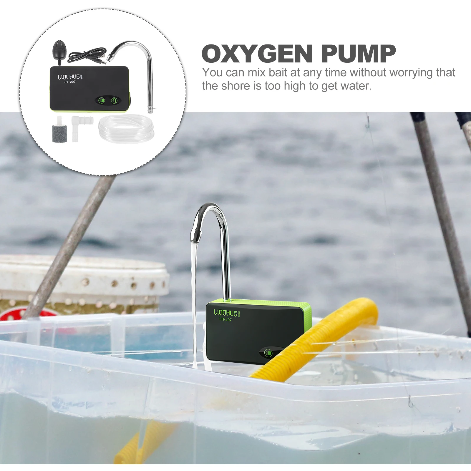 

Oxygen Pump Professional Fishing Water Absorber Induction Charging Oxygenation LED Bait Light Exchange Sewage