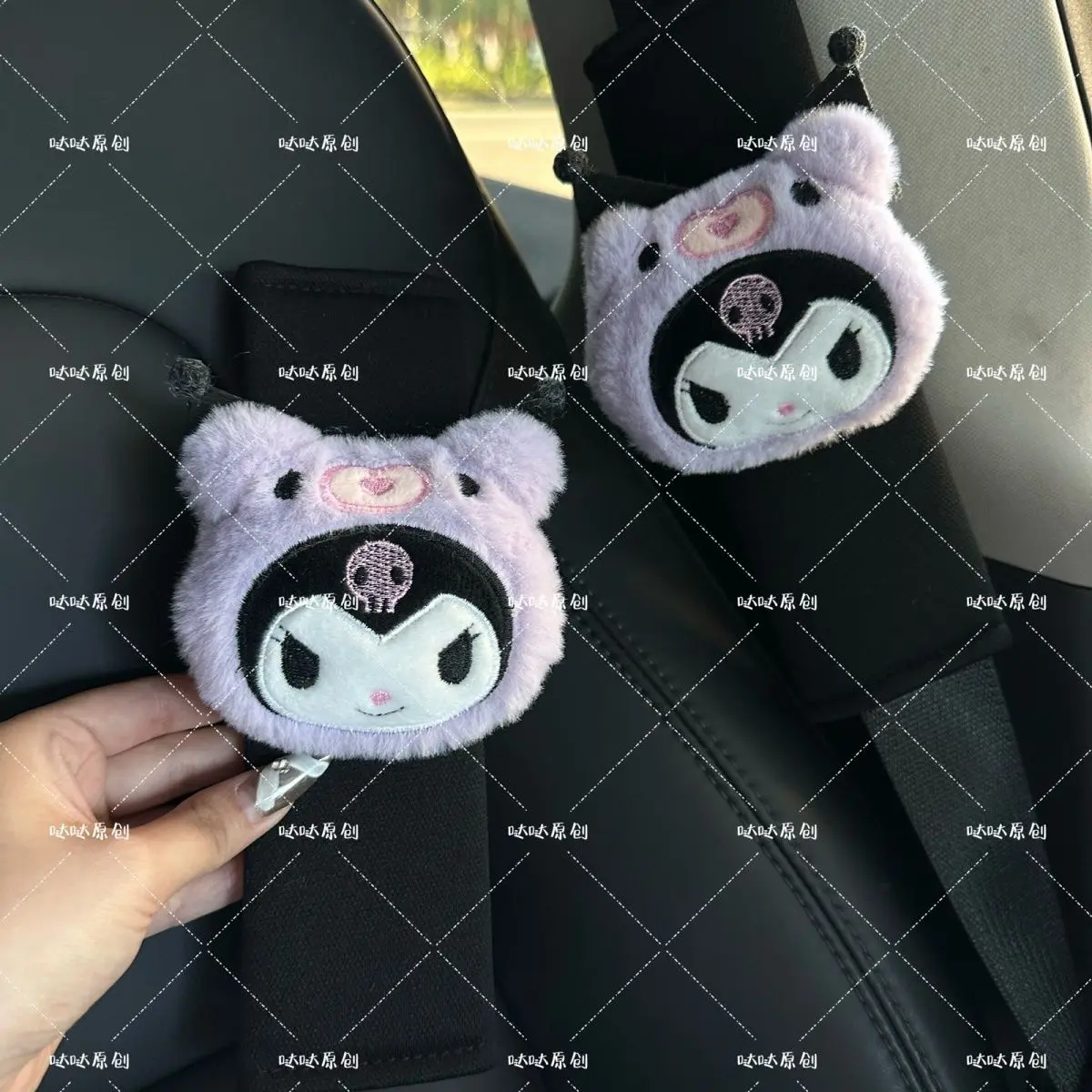 Sanrioed anel de natação hellokittys boneca de pelúcia capa de cinto de segurança do carro kawaii limpador sinal volta pingente decorativo acessórios automóveis