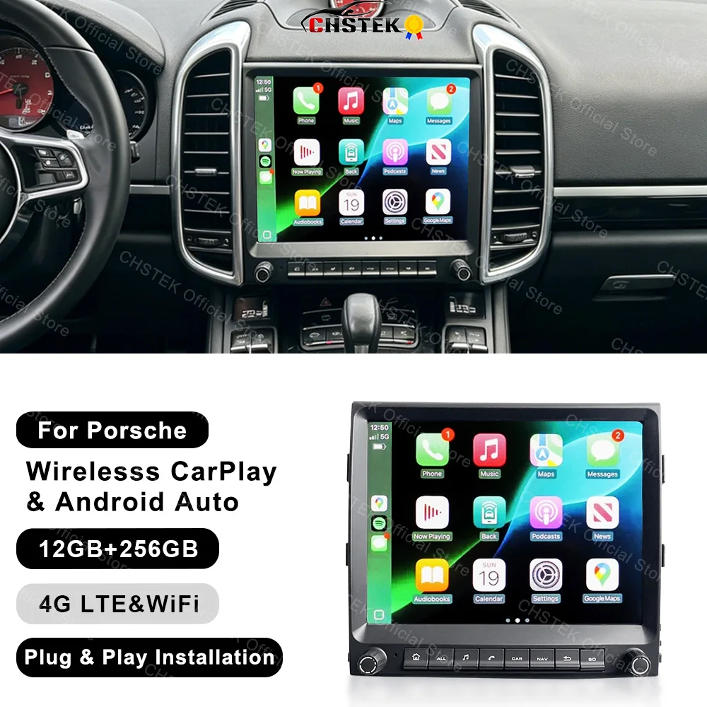 CHSTEK Wireless CarPlay Car Radio For Porsche Cayenne 958 92A 2011-2017 Android Auto GPS Navi 4G WiFi BT RDS Android 14 Stereo ﻿