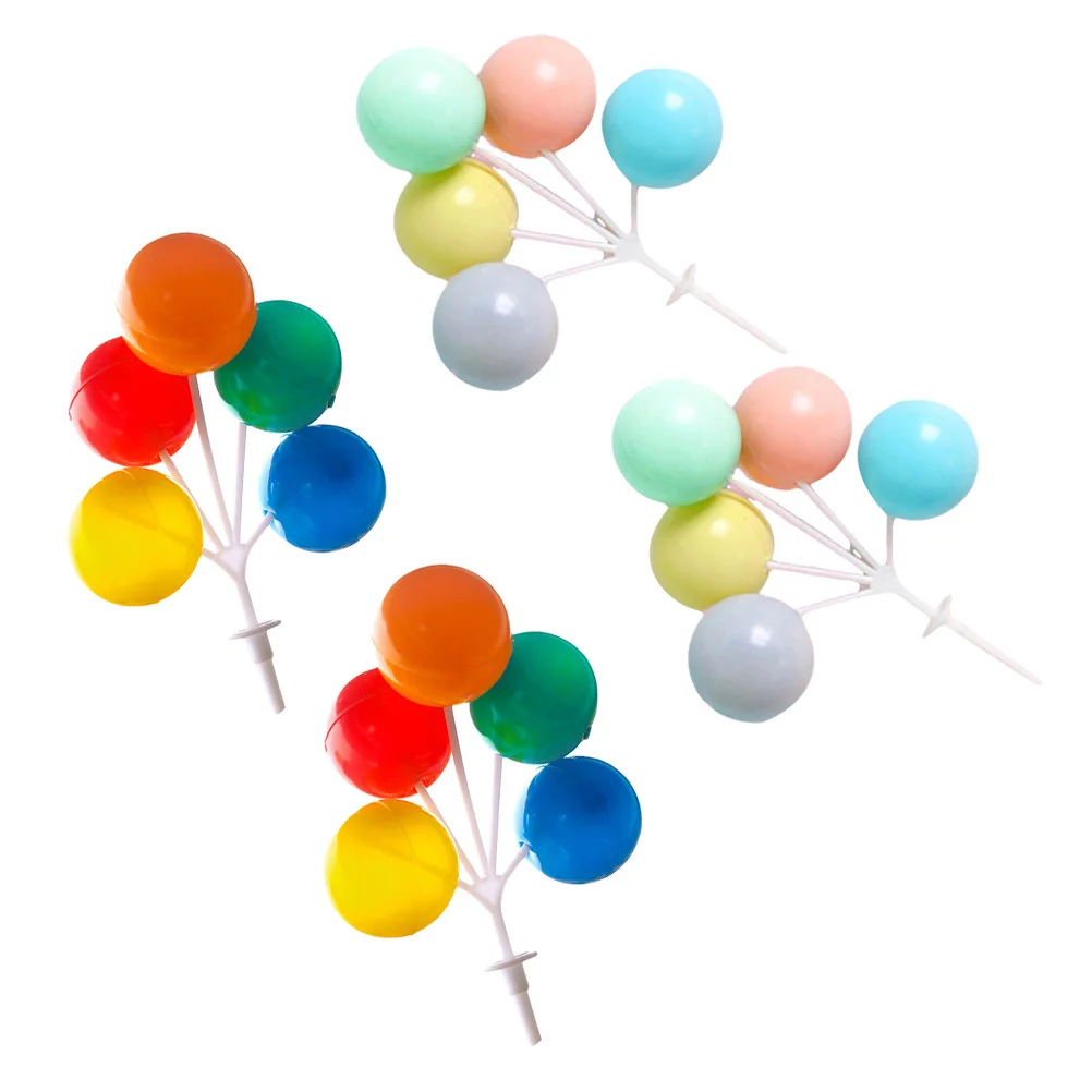 

4pcs Balloon Cake Topper Plastic Dessert Decor Light Weight Non-Deforming Cake Decoration Creative Cupcake Topper Party Theme