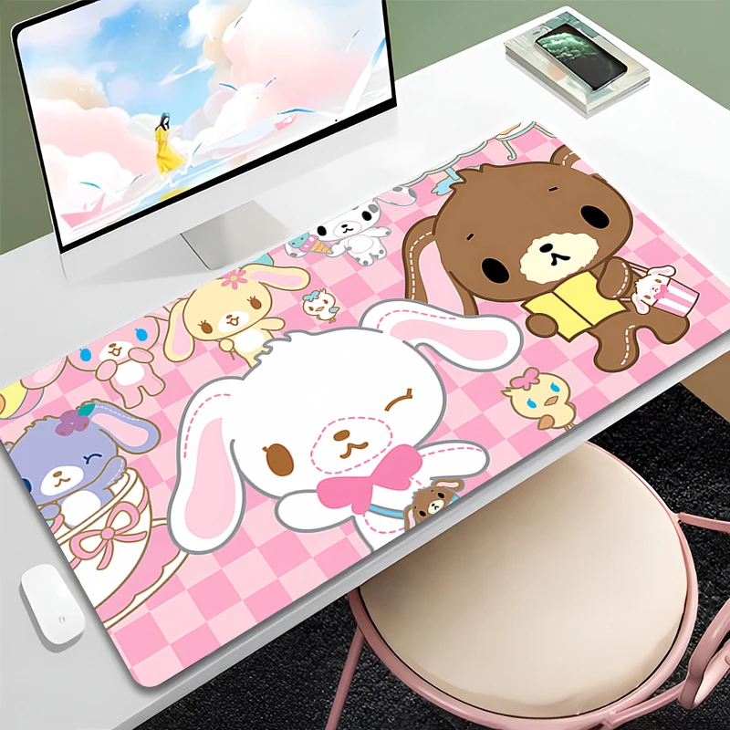 Rosa süßes Mauspad Laptop S-Sugar Bunnies rutschfeste Computer-Mauspads Gamer Laptop Pad PC-Zubehör Kawaii Mousepad Schreibtischunterlage