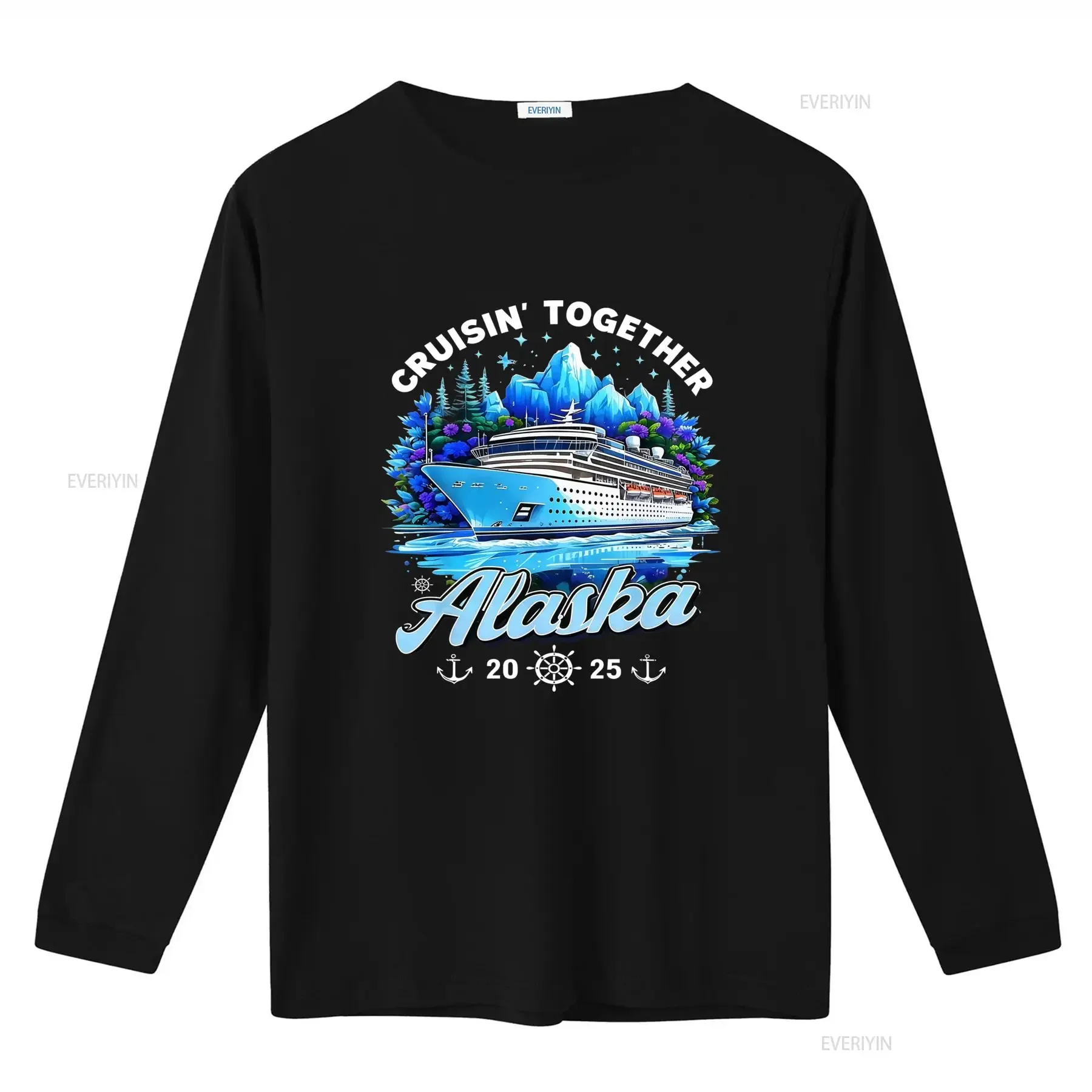 2025 Family Cruise Vacation Cruising Together Alaska T Shirt Stylish Design with Ship Mountains and Floral Elements vintage