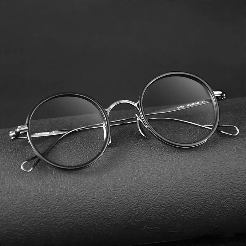 

Роскошная оправа для очков из ацетата и титана ветра, мужская модная брендовая дизайнерская оправа для очков, женская круглая сверхлегкая оправа в стиле ретро Z655