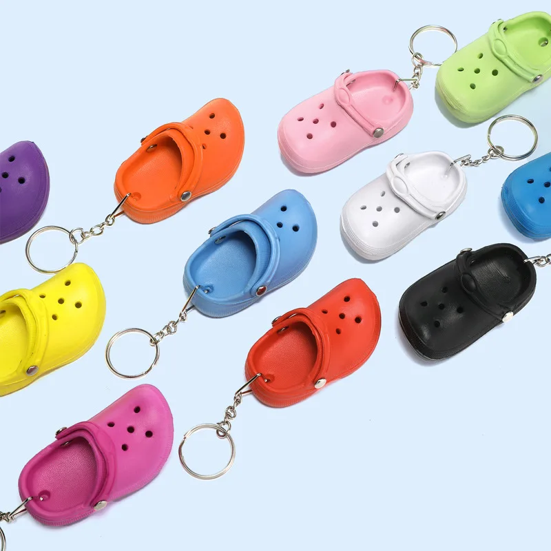 Cute 3D Mini EVA Beach Hole Little Croc Shoe Keychain Girl Gift Bag Accessories Decoration Keyring Floating Key Chain Charm