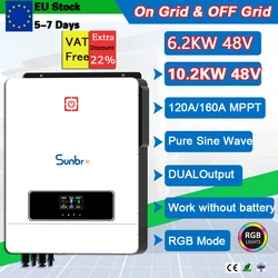 10.2KW 48V On/Off Grid Built-in 160A MPPT 90-500VDC to 230VAC Dual Output Home Solar Inverter Support Wifi