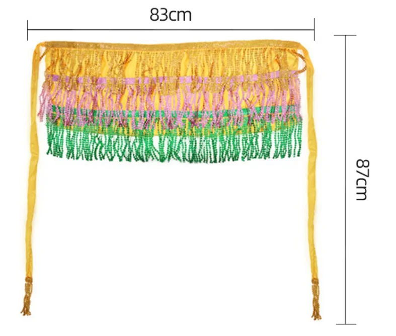 Buikdans Goud Paars Groen Gaas Rok Pailletten Fringe Midi Rok Carnaval Festival Dansvoorstelling Rok