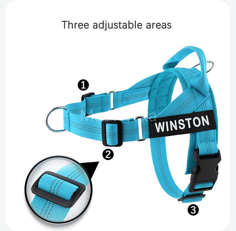 Personalized No Pull Dog Harness with Name Patch Escape-Proof Adjustable Reflective Soft Padded Dog Vest for Training Walking