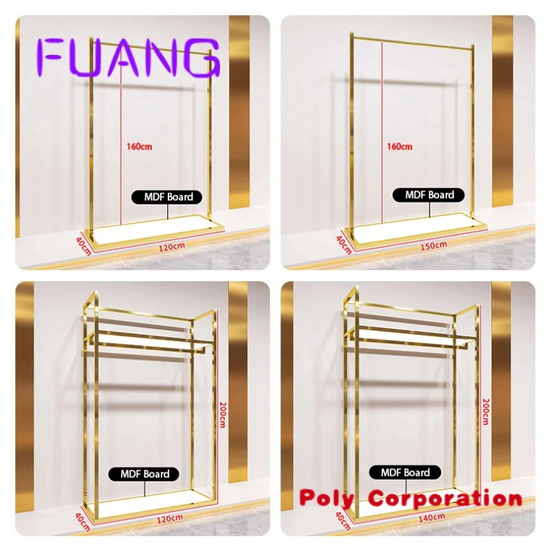 Imagem -06 - Custom Stainless Steel Boutique Gold Clothing Racks Garment Metal Shelf Women Store Dress Display Stands para Lojas de Roupas