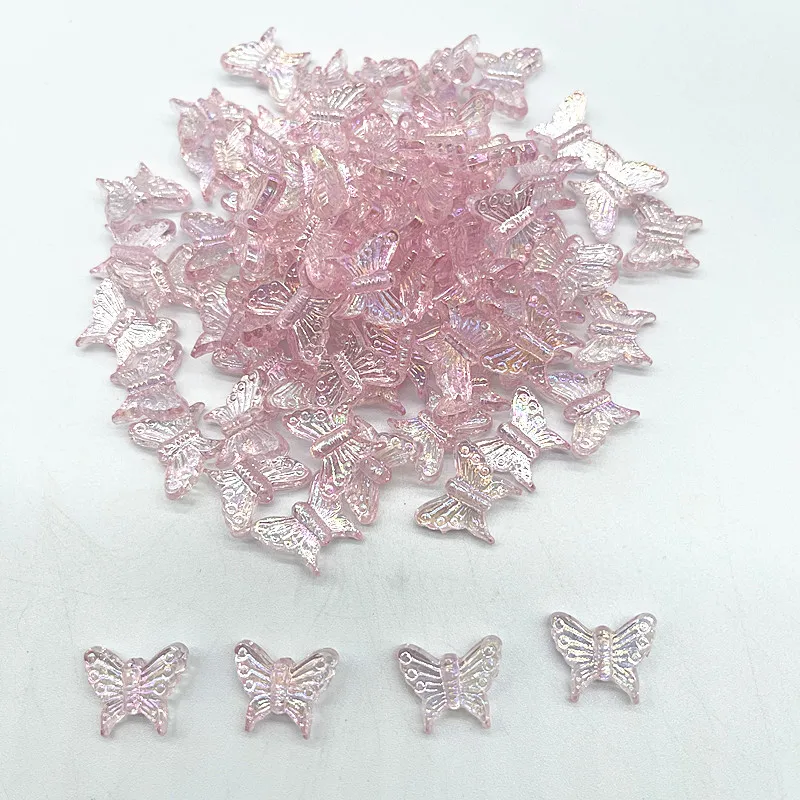 30pcs 15mm Colour AB Charms Butterfly Shape Acrylic Beads Loose Spacer Beads for Jewelry Makeing DIY Handmade Bracelet