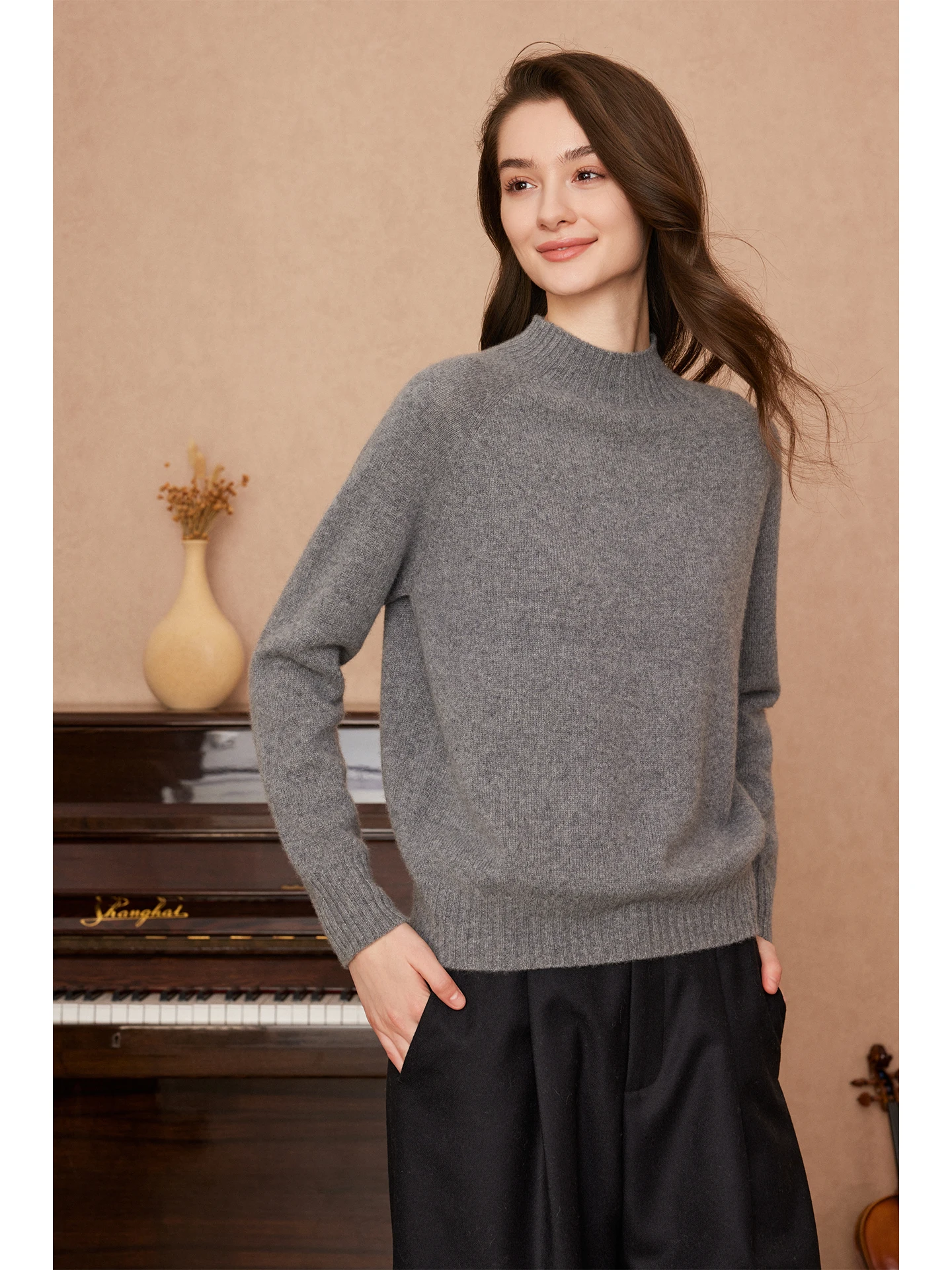 

Элитный женский свитер Star River с высоким воротником из трикотажа, чистый шерстяной, новый, осенняя коллекция 2025, повседневный, с круглым вырезом