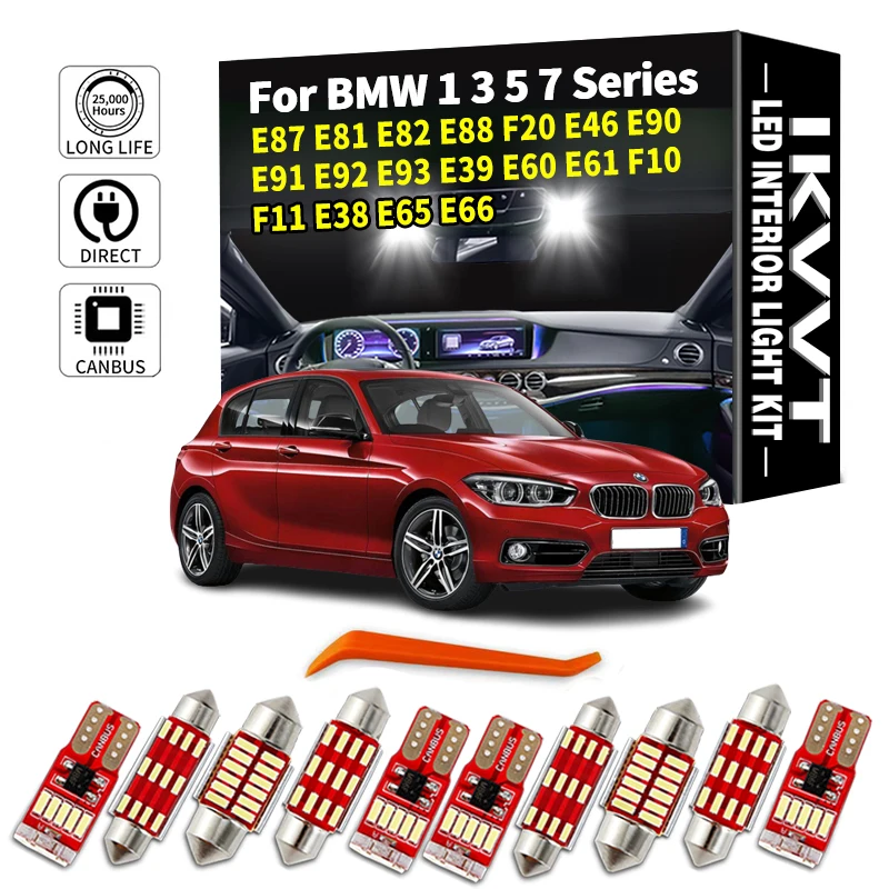 

IKVVT For BMW 1 3 5 7 Series E87 E81 E82 E88 F20 E46 E90 E91 E92 E93 E39 E60 E61 F10 F11 E38 E65 E66 Car LED Interior Light Kit