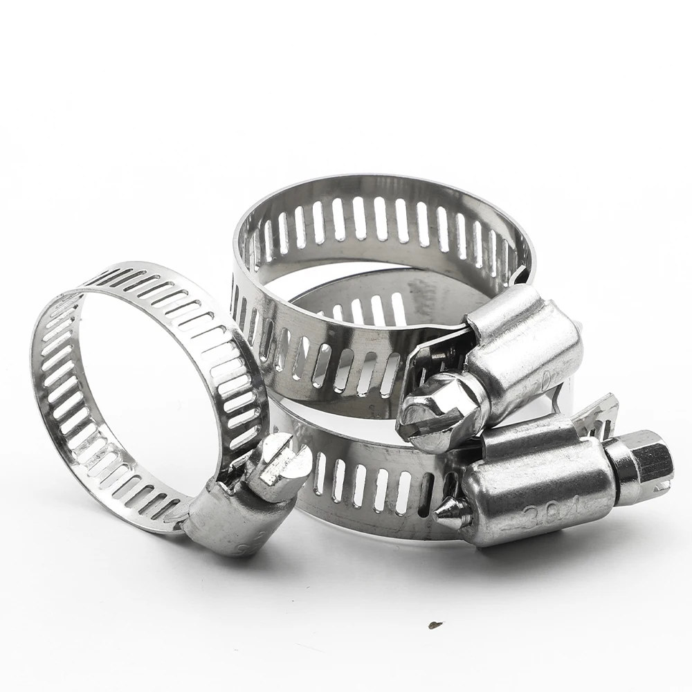 2/3/5/10pcs Hose Clamp Adjustable with Slotted Head Fastener 304 Stainless Steel 6-311mm Worm Gear Hose Clamp for Water Gas Pipe