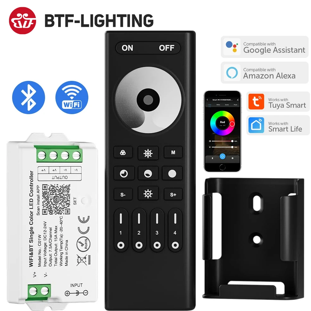 Tuya WiFi LED Controller Kits Smart Alexa Google Home CCT RGB RGBW Dimmer LED Light Strip Bluetooth Voice 2.4G Remote DC12V 24V