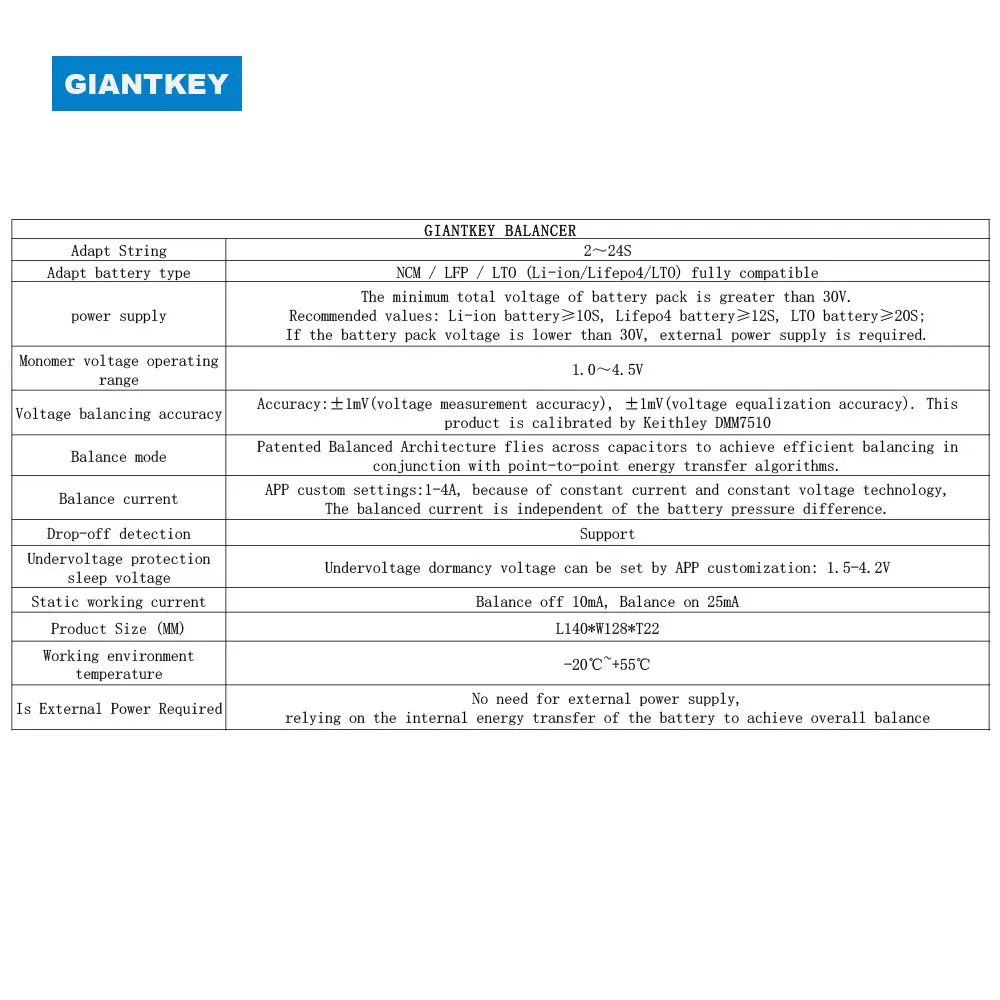 GIANTKEY 4A Smart Active Balancer with BT Neey Balance Current for 2S~24S Lifepo4 Li-ion Battery 4A BMS Equalizer