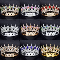 Royal Queen King Tiaras and Crowns for Women Princess Prom Wedding Party Full Round Diadem Bridal Hair Jewelry Accessories