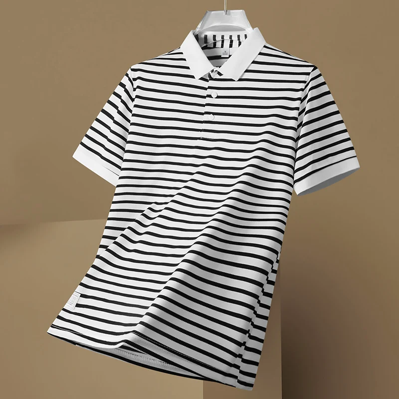 Fashion Lapel Button Spliced Korean Striped Polo Shirts Men\'s Clothing 2024 Summer New Casual Pullovers Tops All-match Tee Shirt