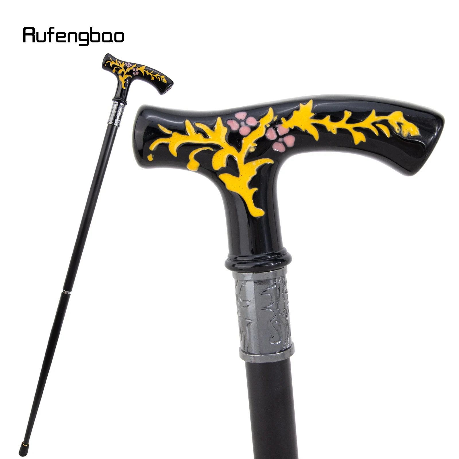yellow-branch‌-red-plum-blossom-flower-black-luxury-fashion-cosplay-stick-party-decorative-cane-elegant-crosier-knob-stick-93cm