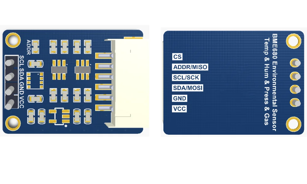 BME680 Environmental sensor Detects temperature, humidity, pressure, and gas