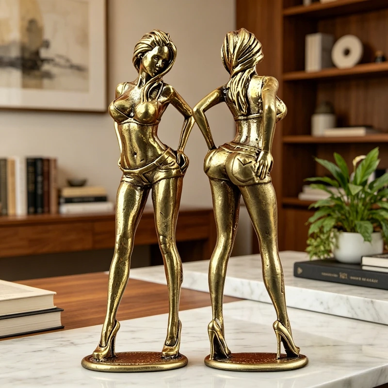 Solid Copper Beautiful Woman Ornament Sexy Bikini Beauty Figurine Girl Model Collectible Statue Gifts For Man Brothers