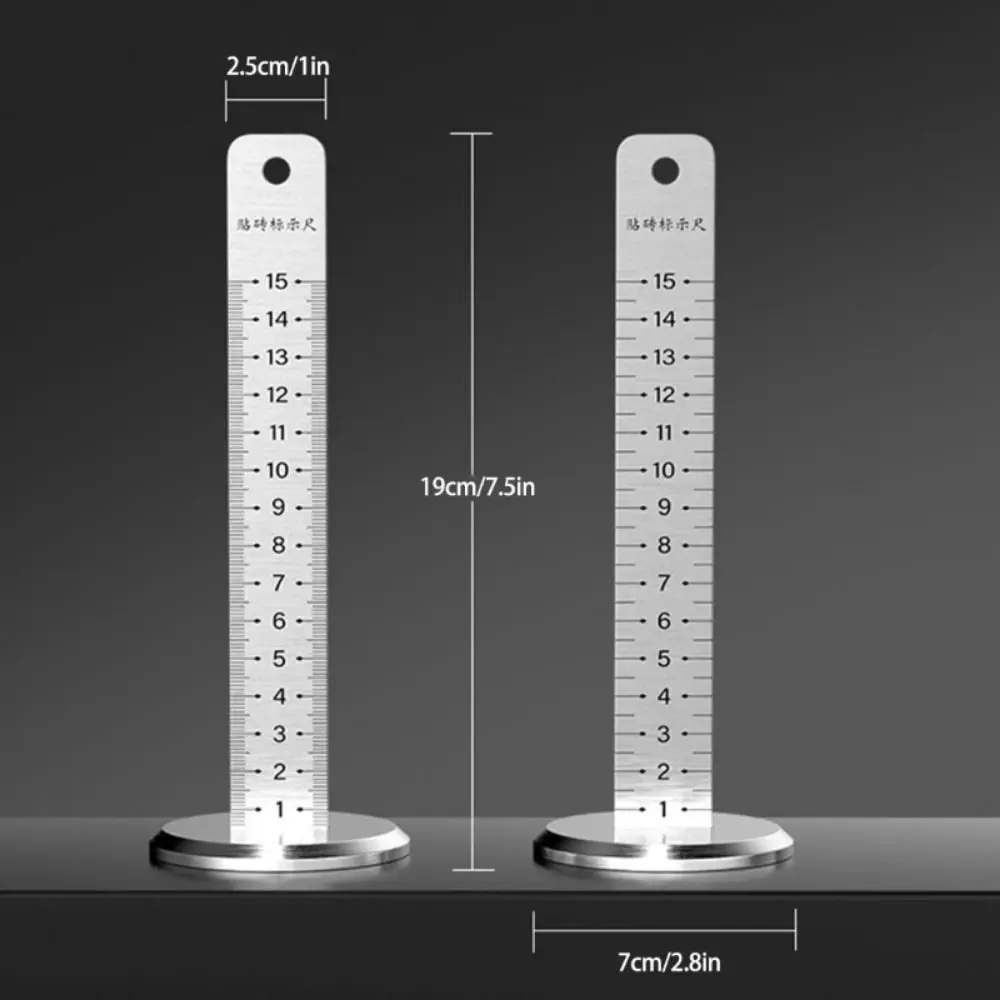 Stainless Steel Lay Floor Tile Special Ruler Double-side Precision Scale Brick Tile Height Marking Ruler Durable Practical
