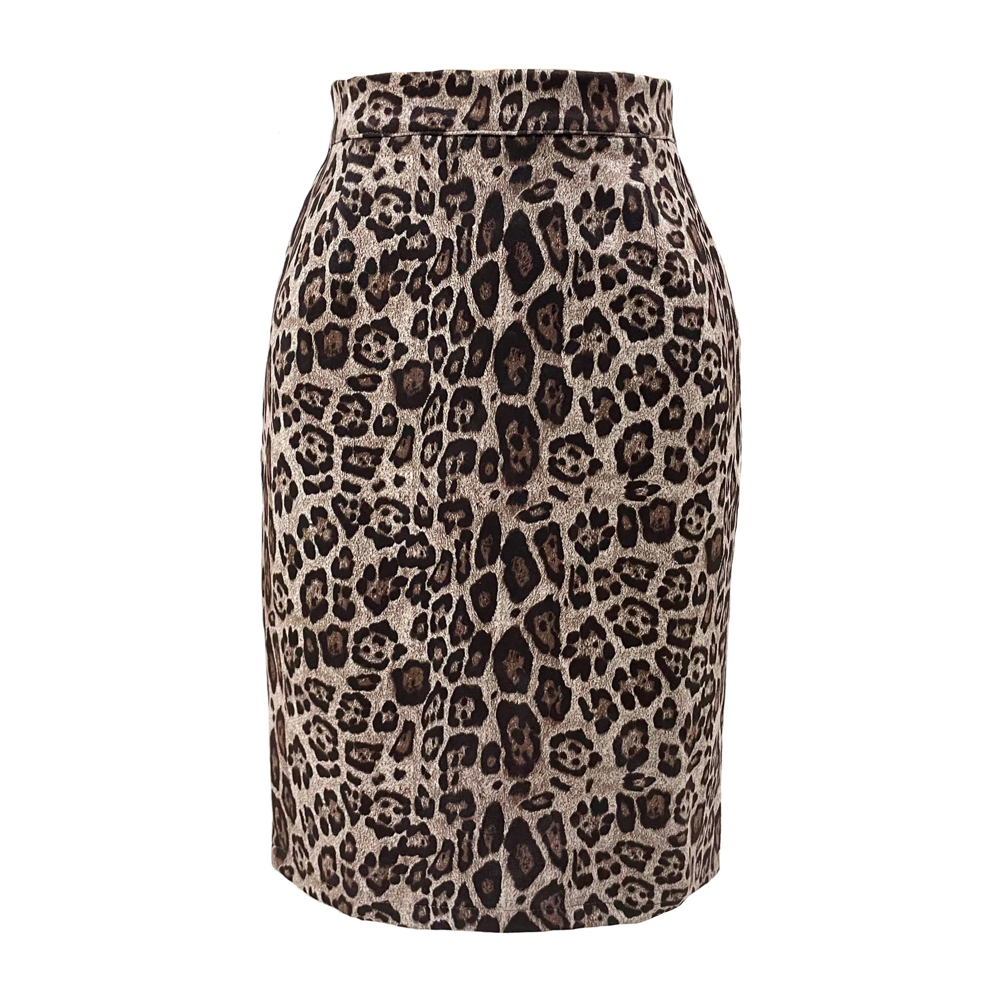 Autumn and Winter Leopard Printed Suede Skirt High Waist Zipper Hip Wrap Medium and Long Skirt Women