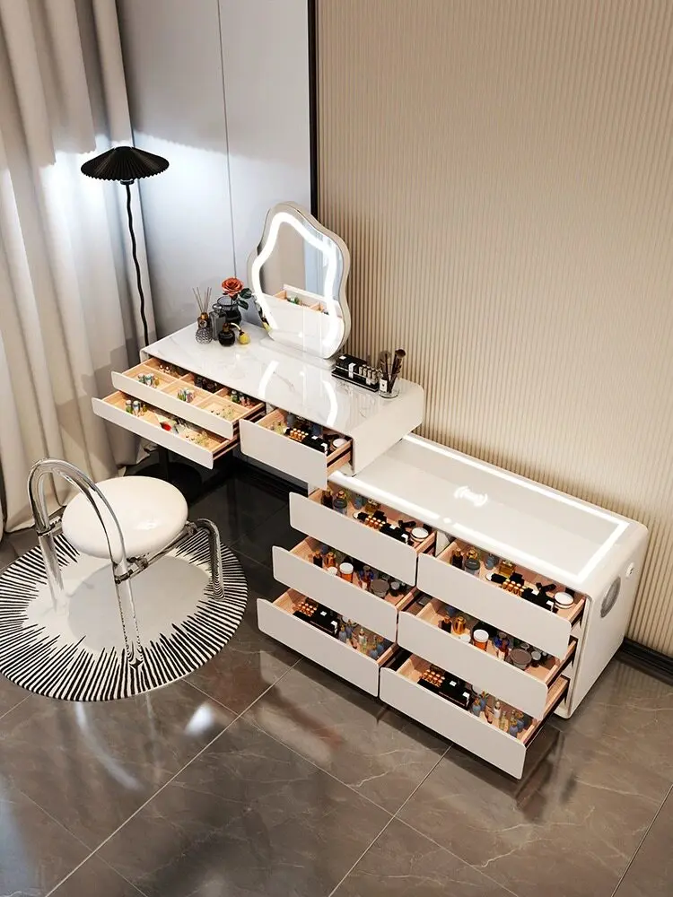 #New Solid Wood Dressing Table & Makeup Table Smart Chest Drawers Integrated Dressing Cabinet-Simple Modern Bedroom Furniture