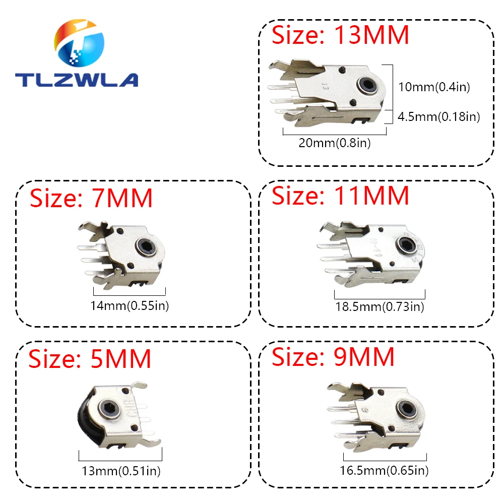 10PCS Mouse Encoder 5MM 7MM 9MM 11MM 13MM Rolling Switch Roller Encoder 5H 7H 9H 11H 13H Mouse Navigation Mouse Connector