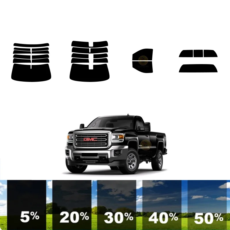 

precut Removable Window Tint Film For Car 100% UVR 5%-70%VLT Heat Insulation Carbon ﻿For GMC SIERRA 3500 2 DR PICKUP 2015-2019