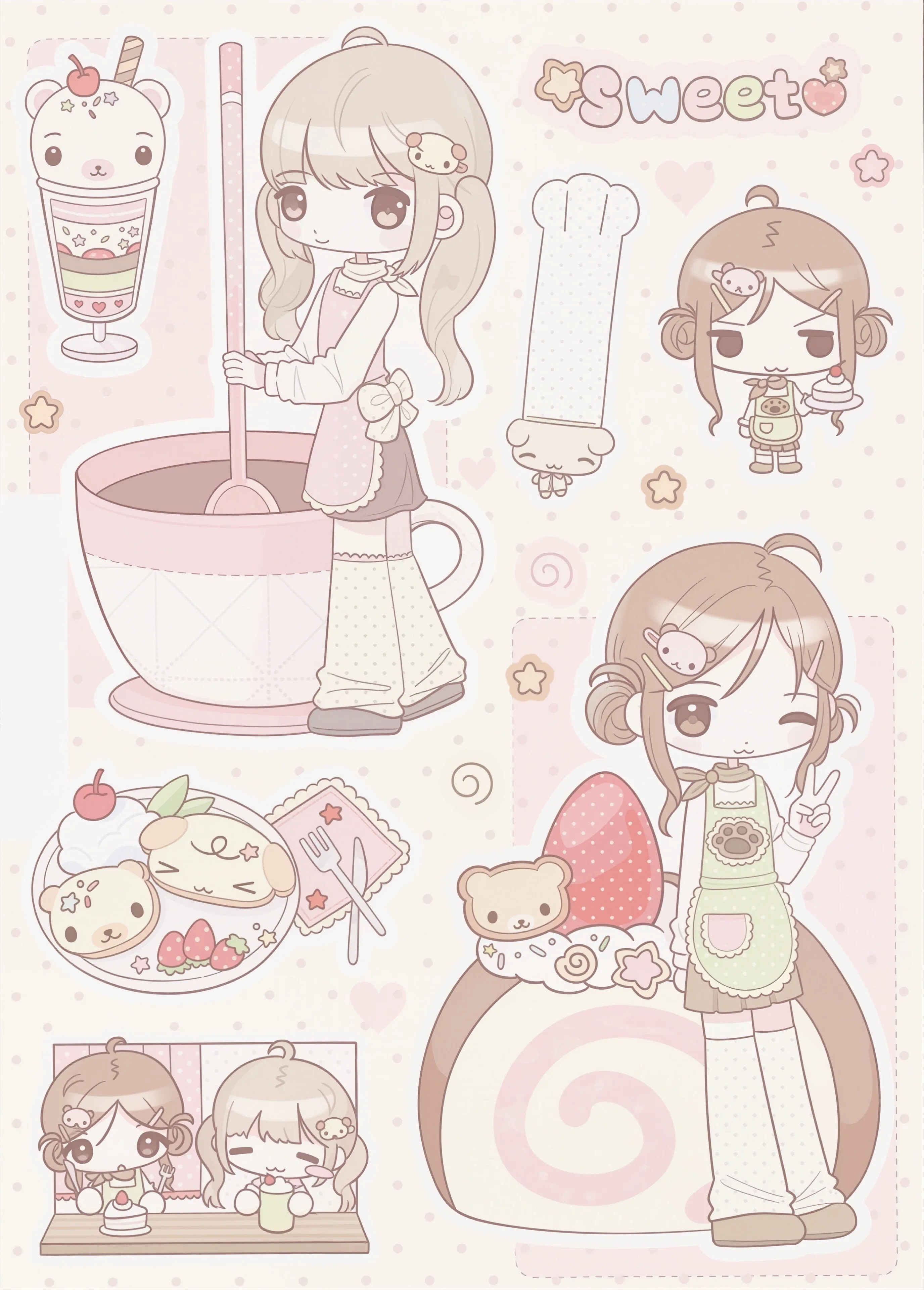 SugarRoutine Sticker Set | Multi-Pastel Daily-Cuties for Memory Books