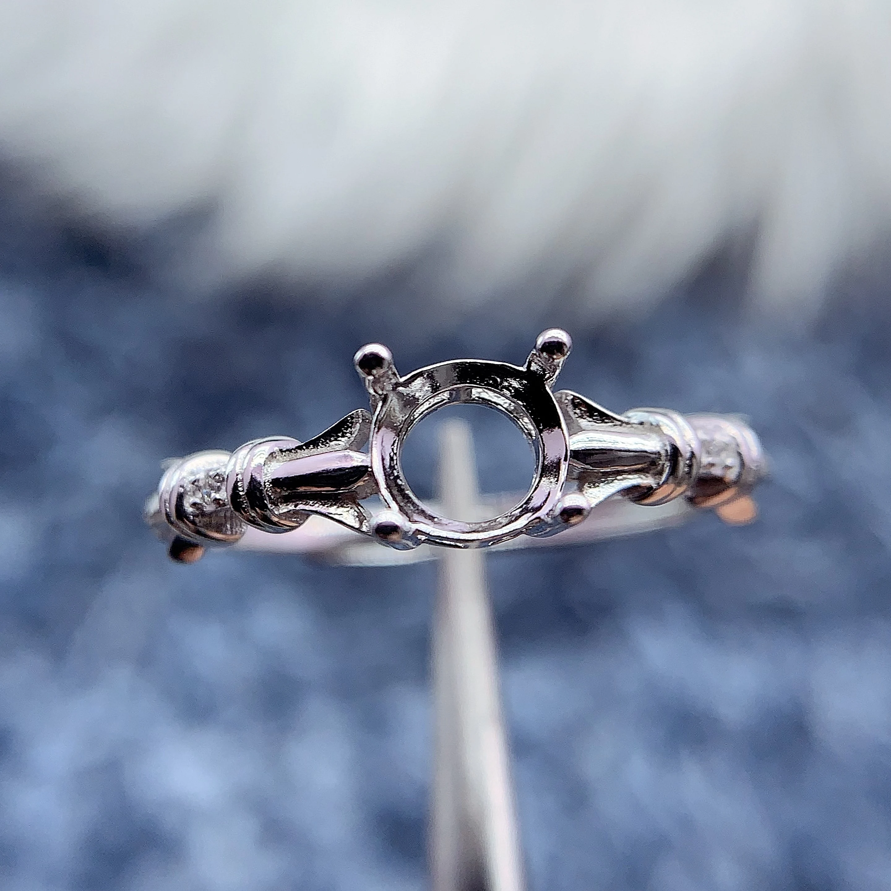 

MeiBaPJ Inlay Round 6*6 mm S925 Sterling Silver DIY Empty Ring Settings For Womens Fine Fashion Charm Weddings Jewelry Wholesale