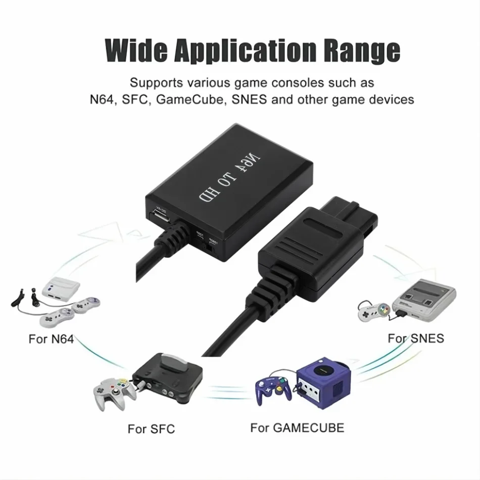 Wvvmvv N64 Naar Hdmi-Compatibele Video-Omzetter High-Definition Link Kabel Voor Nplan N64/Snes Plug And Play Hd 1080P Adapter