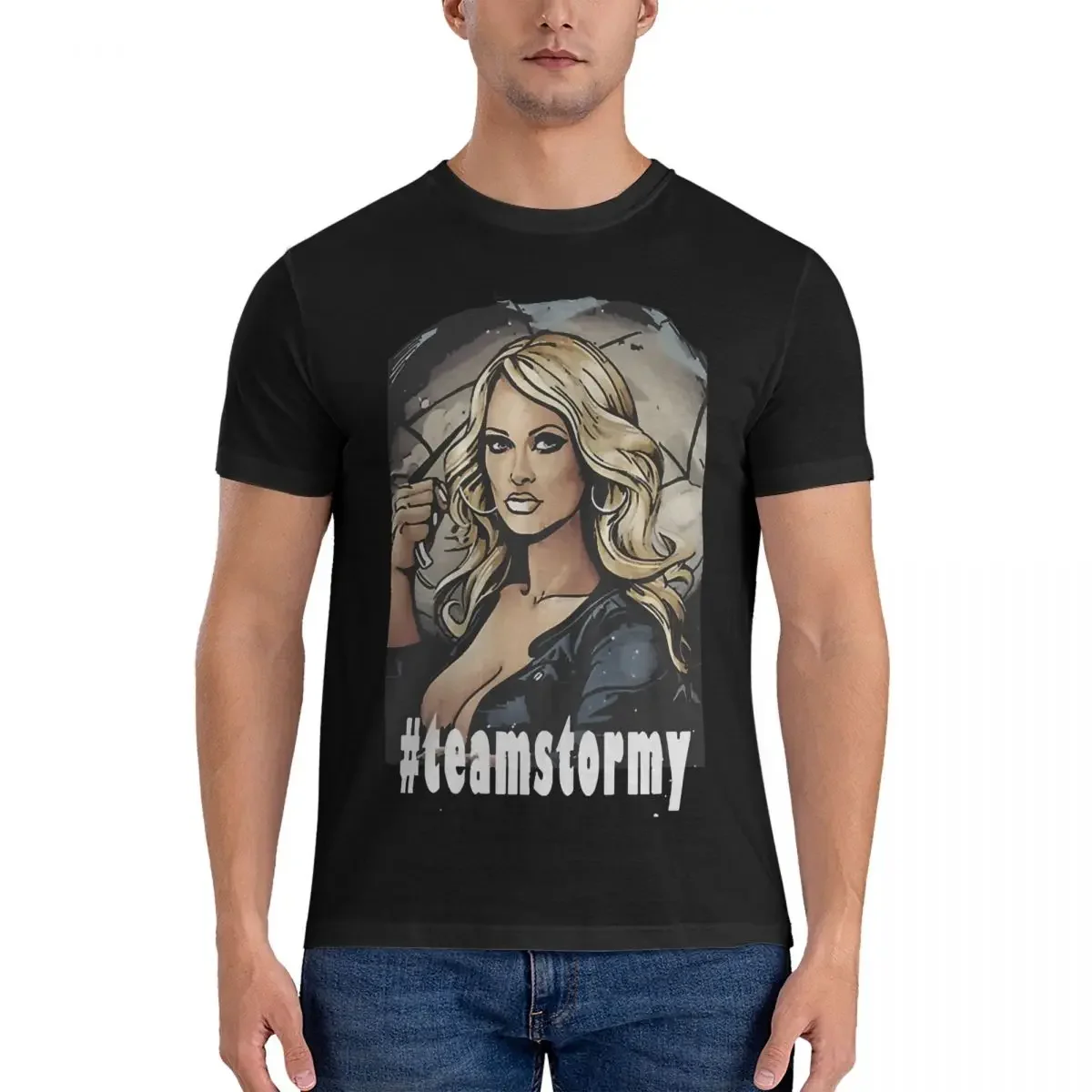 Men Stormy Daniels Team T Shirts Stormy daniels Pure Cotton Tops Funny Short Sleeve Round Neck Tee Shirt New Arrival T-Shirt