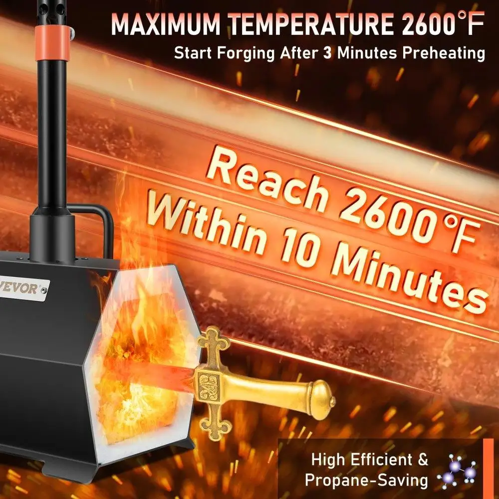 Propane Forge Portable Single Tool & Knife Making Large Capacity Blacksmith & Farrier Forges Mini Blacksmithing Furnace