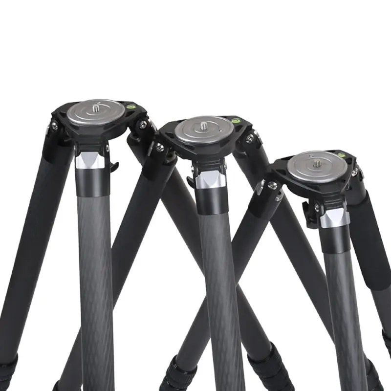 OBO OEM 3 Sections Professional Carbon Fiber Tripod Stand with 40kg Load Capacity Bubble Level 38.4mm Tube