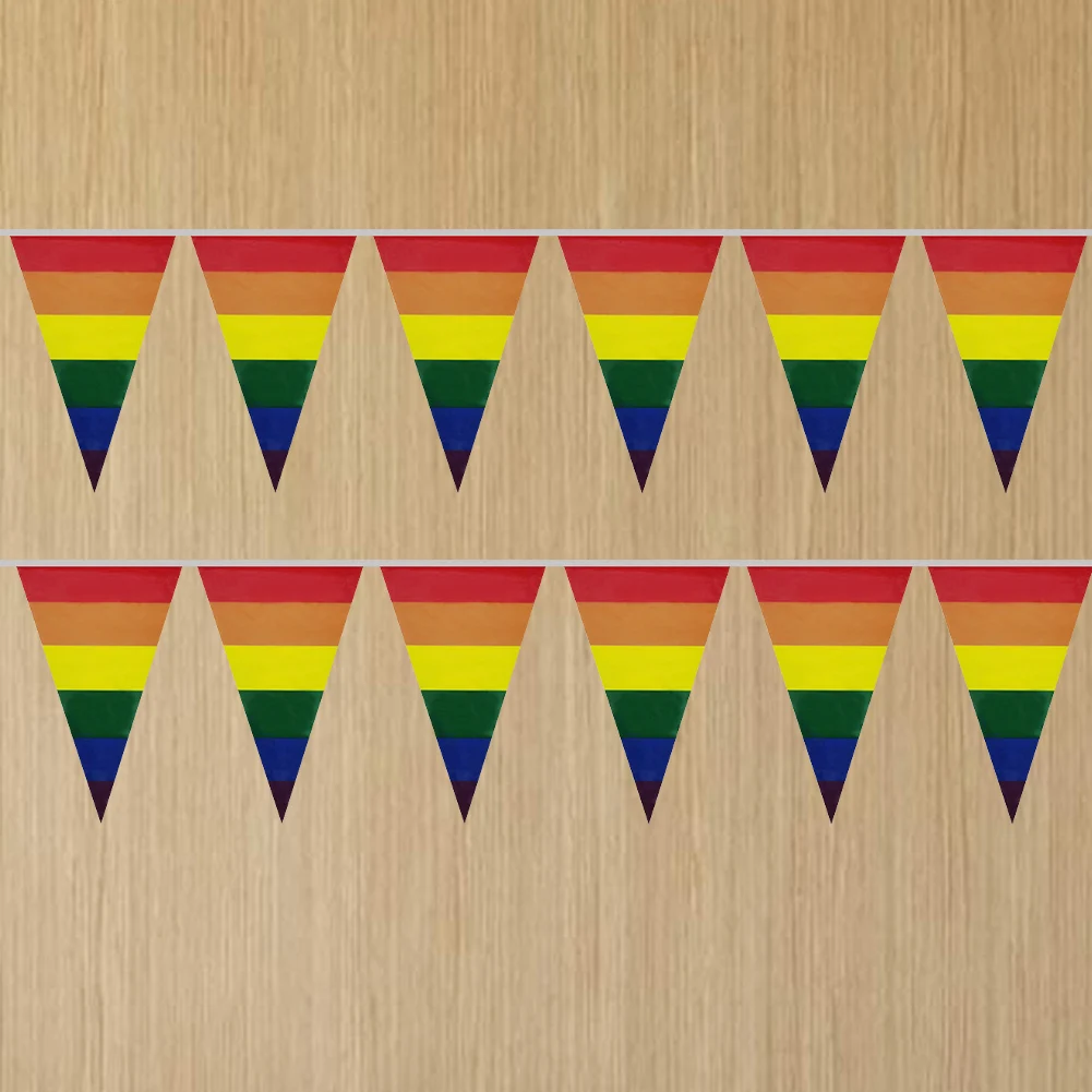 5/10M Triangle Pride Flag Colorful Stripes 10/20 Flags Progress Rainbow Pride Flag Pride Rainbow Flag Banners for Indoor/Outdoor