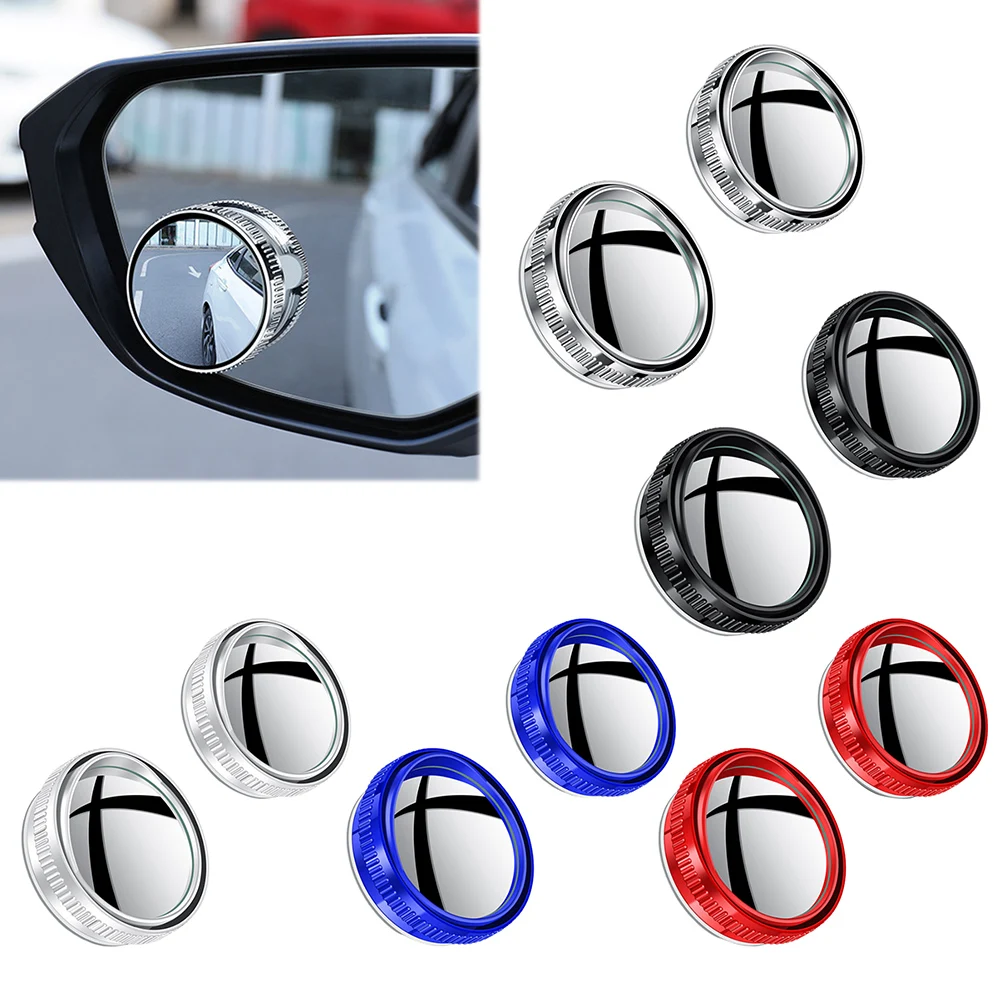 2Pcs Suction Cup Car Convex Blind Spot Mirrors 360° Wide Angle Adjustable Reversing Auxiliary Blind Spot Mirrors