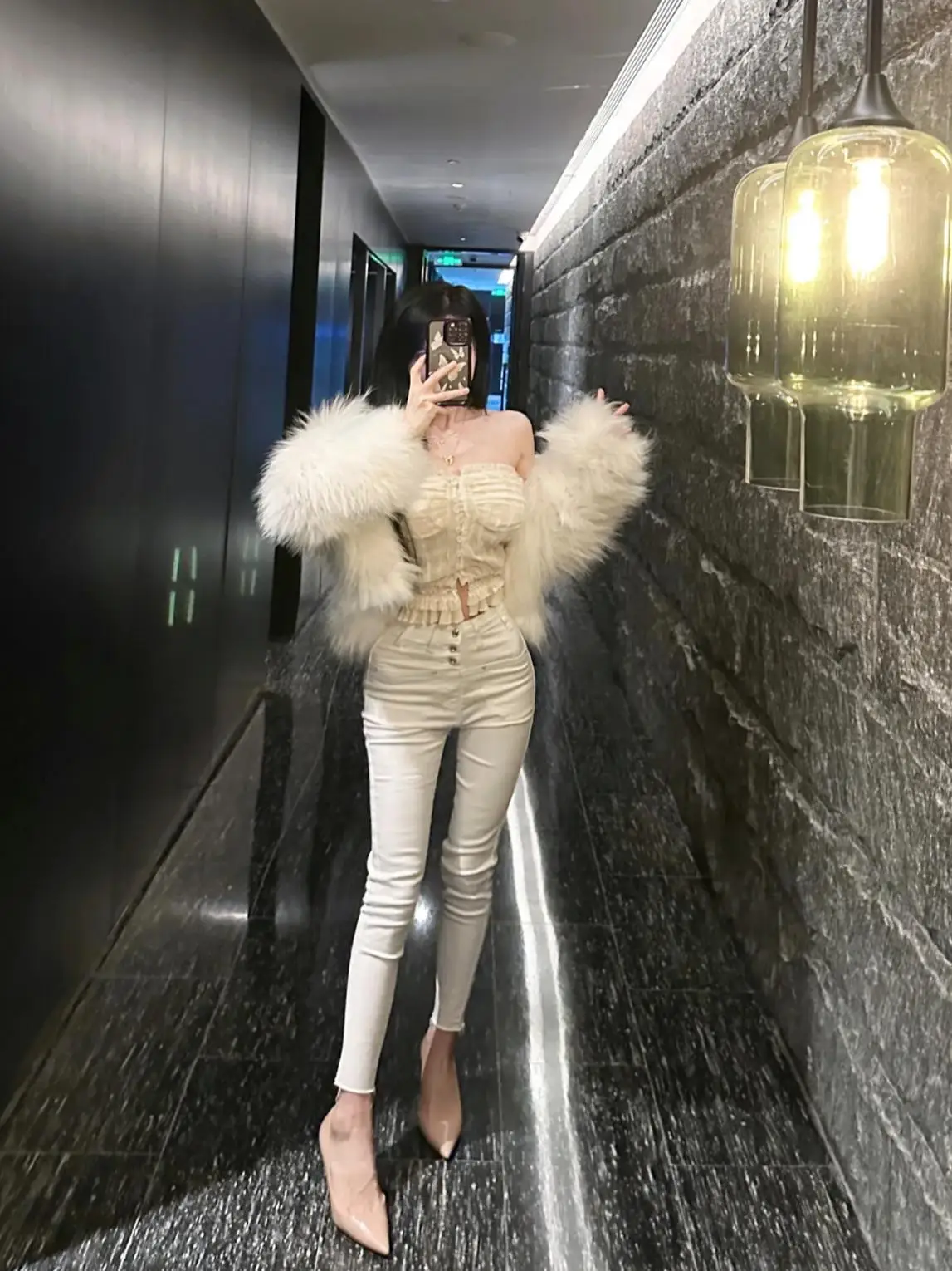 

Sexy Classic High Waist Button up White High Waist Slimming Jeans Women's Autumn Winter Nine Point Skinny Cotton Stretch Denim