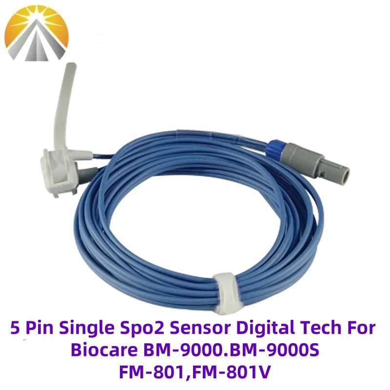 5 Pin SpO2 Sensor Digital Tech For Biocare BM9000 BM-9000S FM-801 FM-801V Reusable SAO2 Probe Adult Child Neonate Pediatric Size