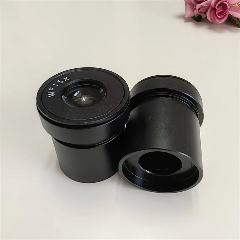 WF15X 15mm Wide Angle Stereo Microscope Microscope Eyepiece Lens Mounting Size 30mm with Rubber Eye Cups